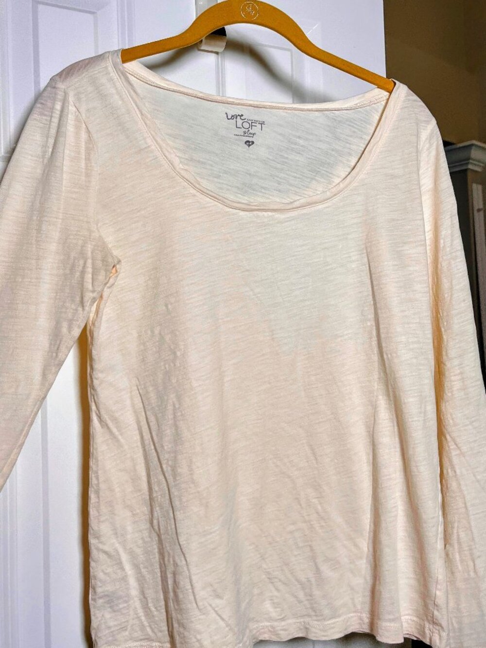 LOFT Cream Slub Knit Pajama Top Medium Sleep Shirt Loungewear
